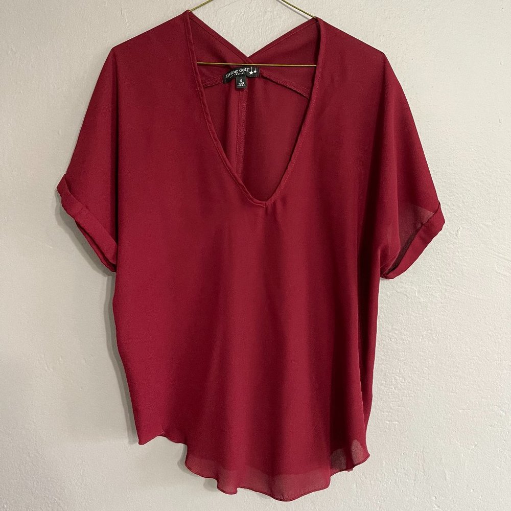 Maroon Muted Red Flowy Top